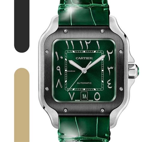 cartier santos green arabic dial.